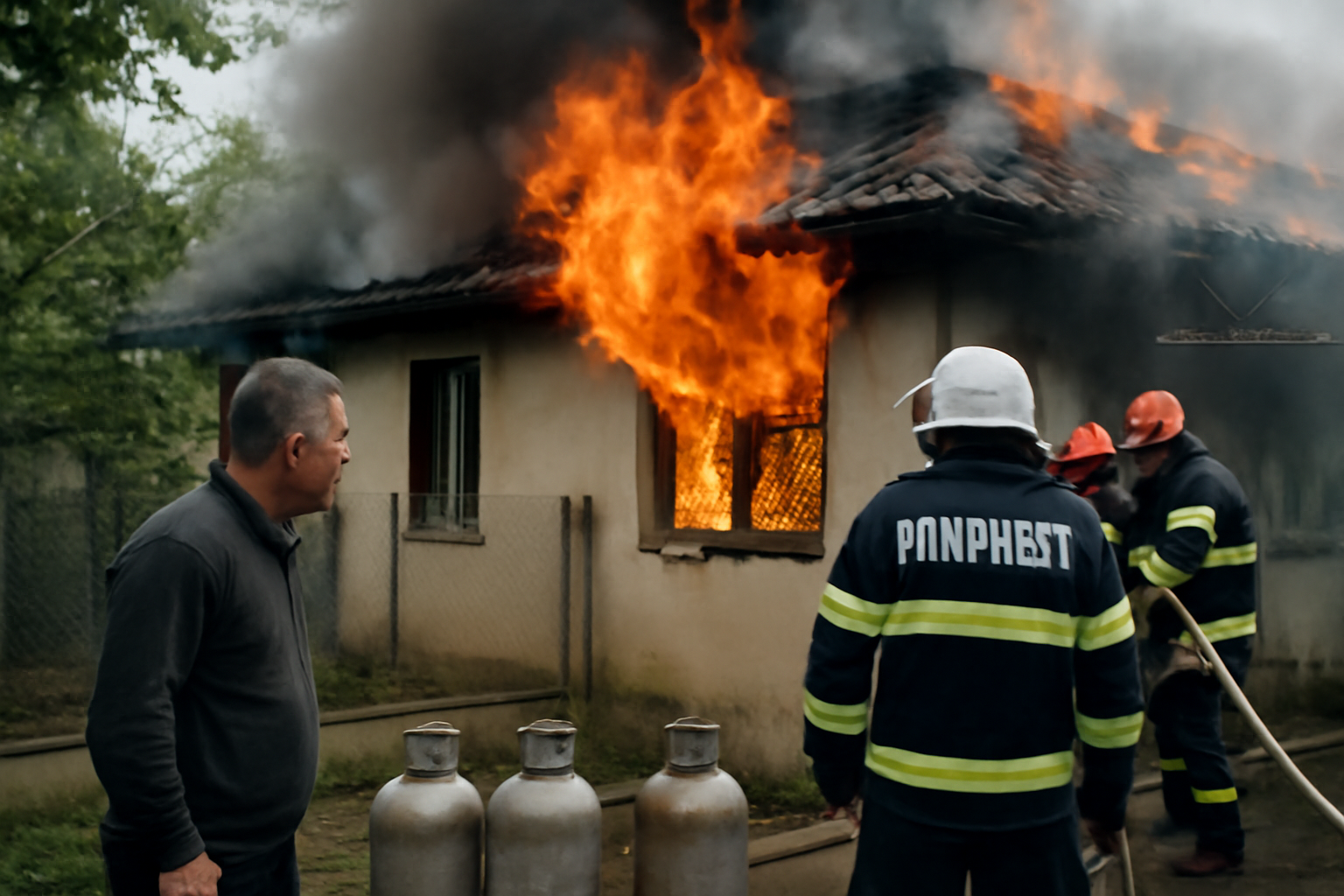 trei butelii salvate dintr-o casă cuprinsă de flăcări