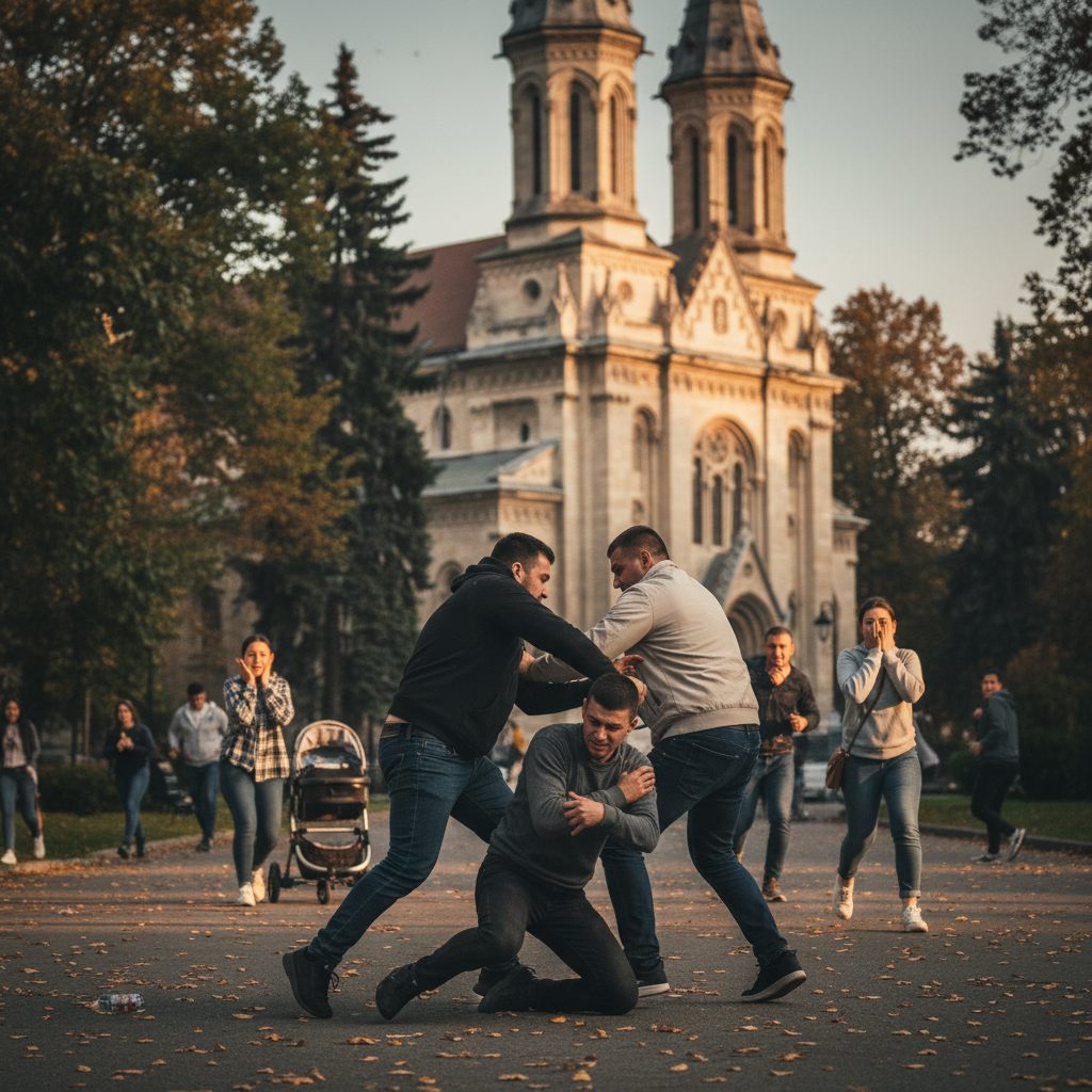 un tânăr bătut cu pumnii și picioarele